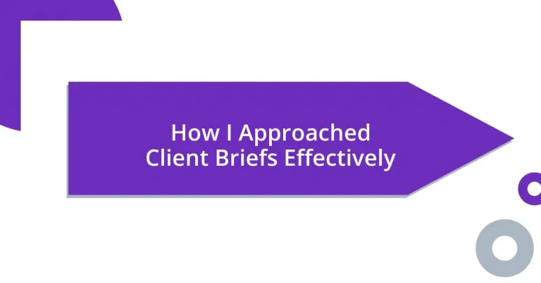 How I Approached Client Briefs Effectively