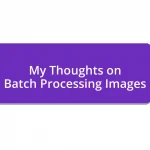 My Thoughts on Batch Processing Images