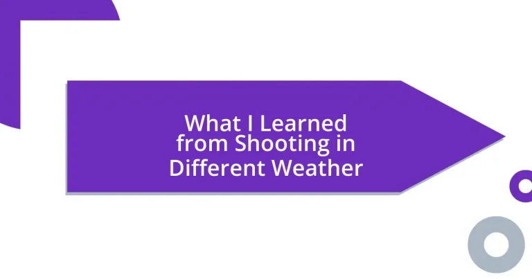 What I Learned from Shooting in Different Weather